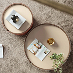 Круглый приставной стол Baxter Leather Side Table варинант исполнения - 3 | Loft Concept в Костроме