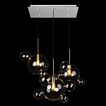 Люстра подвесная 3 лампы с прозрачными стеклянными шарами и золотыми деталями Giopato & Coombes варинант исполнения - 2 | Loft Concept в Костроме