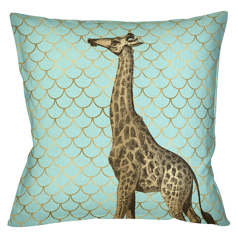 Подушка Safari light blue giraffe Бирюзовый Глянцевое золото Подушка Safari light blue giraffe Бирюзовый Глянцевое золото в Костроме | Loft Concept