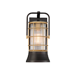 Настенный фонарь цилиндрической формы с рифленым стеклом в золотом каркасе на черном прямоугольном основании Eurofase варинант исполнения - 12 | Loft Concept в Костроме