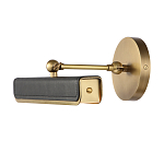 Светильник для картин цвет винтажная латунь с прямоугольным плафоном из кожи черного цвета Alora варинант исполнения - 2 | Loft Concept в Костроме