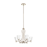 Люстра цвета никель с 6-ю рифлеными стеклянными плафонами и изогнутым каркасом Kichler варинант исполнения - 2 | Loft Concept в Костроме