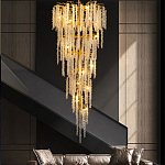 Люстра многоярусная с каркасом из металла и прозрачными подвесками FAIRYTREE Light варинант исполнения - 3 | Loft Concept в Костроме