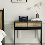 Дизайнерский письменный стол матово-чёрного цвета с 2-мя плетеными ящиками Glade Desk варинант исполнения - 2 | Loft Concept в Костроме