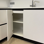 Угловой кухонный гарнитур Жемчужный белый Серый Clarke Kitchen Set White Grey варинант исполнения - 4 | Loft Concept в Костроме