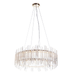 Люстра подвесная круглая с прозрачными хрустальными трубками и золотистым каркасом Диаметр 60 см Hexagon Tube Light варинант исполнения - 1 | Loft Concept в Костроме