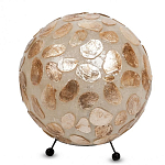 Настольная лампа из перламутра на металлическом каркасе Indonesian Circle варинант исполнения - 3 | Loft Concept в Костроме