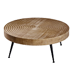 Журнальный столик с круглой фактурной столешницей из натурального дерева Vortex варинант исполнения - 1 | Loft Concept в Костроме