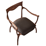 Стул деревянный с мягким сиденьем из коричневой натуральной кожи Moon Walnut Furniture варинант исполнения - 13 | Loft Concept в Костроме