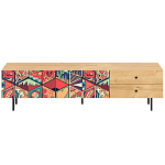 Длинная ТВ-тумба с принтом на ящиках Elise TV Stand варинант исполнения - 1 | Loft Concept в Костроме