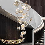 Люстра каскадная из белых цветов каллы и птичек Refined Taste of Light варинант исполнения - 2 | Loft Concept в Костроме