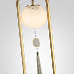 Торшер с шарообразным плафоном из белого стекла с подвеской из камня и длинной кисточкой Agatelle варинант исполнения - 4 | Loft Concept в Костроме
