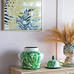 Ваза с зелёными листьями и крышкой Vase Green Leaves варинант исполнения - 4 | Loft Concept в Костроме