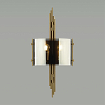 Бра с изогнутым плафоном на бронзовом основании с вертикальным декором из металлических трубок Sohne варинант исполнения - 3 | Loft Concept в Костроме