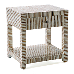 Тумбочка прикроватная Vancouver Bone Inlay Bedside Beige варинант исполнения - 1 | Loft Concept в Костроме