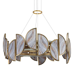 Люстра круглая с полукруглыми плафонами из искусственного алебастра в бронзовой оправе Marbella варинант исполнения - 1 | Loft Concept в Костроме