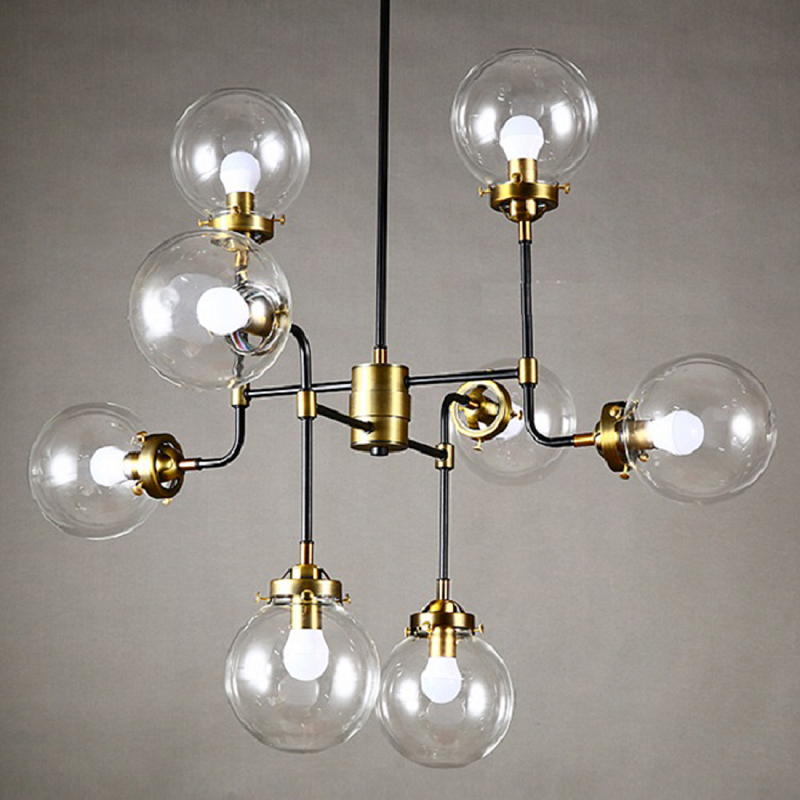 Люстра Бистро Globe Clear Glass Chandelier 8 Черный в Костроме | Loft Concept 