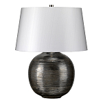 Настольная лампа с круглым фарфоровым основанием ручной работы с покрытием глазурью и белым абажуром из искусственного шелка Elstead Lighting варинант исполнения - 1 | Loft Concept в Костроме