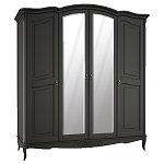 Шкаф черный четырехдверный из массива бука с зеркалами Black Provence варинант исполнения - 1 | Loft Concept в Костроме