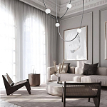 Подвесной светильник в форме дуги с белыми шарообразными плафонами Flos Wireline Lighting варинант исполнения - 4 | Loft Concept в Костроме