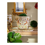 Кашпо с растительным и животным орнаментом на бронзовых ножках Turquoise Blooming Garden варинант исполнения - 5 | Loft Concept в Костроме