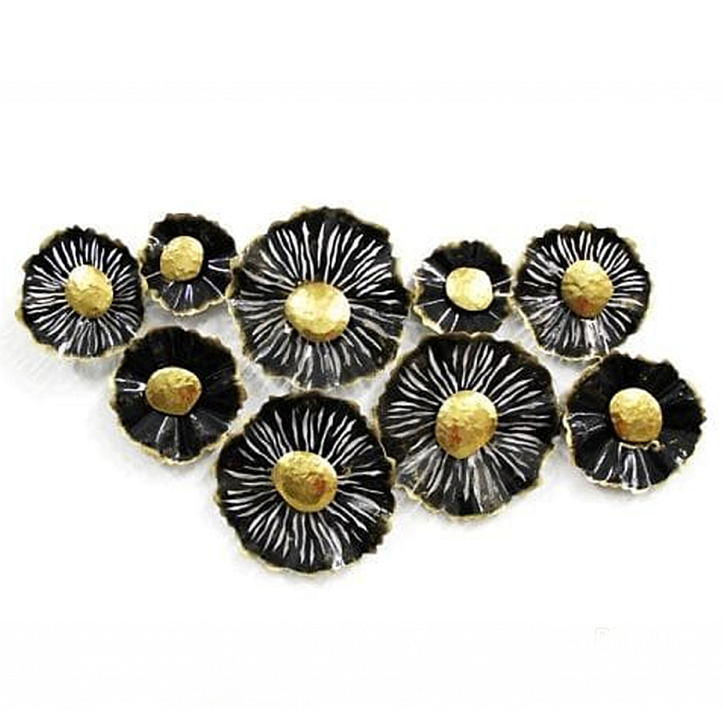 Панно настенное Blank Sheet Black flower Золотой Черный Панно настенное Blank Sheet Black flower Золотой Черный в Костроме | Loft Concept