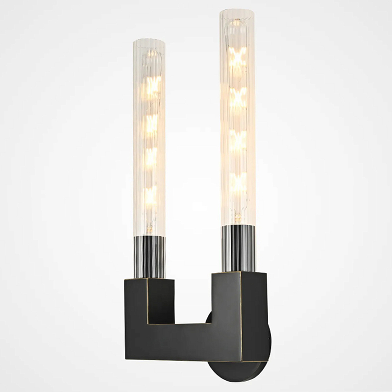 Бра CANNELLE wall lamp DOUBLE Sconces Black Черный Прозрачное Стекло в Костроме | Loft Concept 