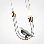 Подвесной светильник с декоративной фигуркой птицы на прозрачной изогнутой трубке Ganthea варинант исполнения - 5 | Loft Concept в Костроме