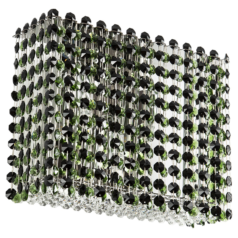 Бра с хрустальными подвесками хром Crystal Art Chrome Green Rectangular Wall Lamp Зеленый Хром Бра с хрустальными подвесками хром Crystal Art Chrome Green Rectangular Wall Lamp Зеленый Хром в Костроме | Loft Concept