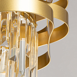 Люстра цвета матового золота с металлическими лентами и длинными прозрачными подвесками Gilded Waves варинант исполнения - 9 | Loft Concept в Костроме