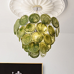 Люстра из зеленых стеклянных дисков с перламутровым эффектом Green Glowing Glaze варинант исполнения - 4 | Loft Concept в Костроме