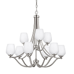 Люстра двухъярусная с белыми матовыми стеклянными плафонами в форме винных бокалов Feiss варинант исполнения - 1 | Loft Concept в Костроме