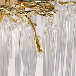 Люстра золотого цвета с декоративными ветками и длинными прозрачными стеклянными подвесами в форме сосулек Droplet Chandelier варинант исполнения - 9 | Loft Concept в Костроме