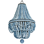 Люстра каплевидной формы украшенная круглыми бусинами синяя Blue Wooden Beads Chandelier варинант исполнения - 2 | Loft Concept в Костроме