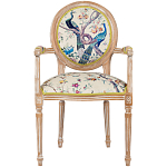 Полукресло из массива бука бежевое с изображением птиц и цветов Beige Green Chinoiserie Garden Chair варинант исполнения - 1 | Loft Concept в Костроме