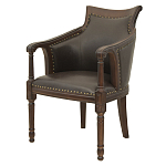 Кресло кожаное на 4-х деревянных ножках из массива березы Ethan Armchair brown варинант исполнения - 3 | Loft Concept в Костроме
