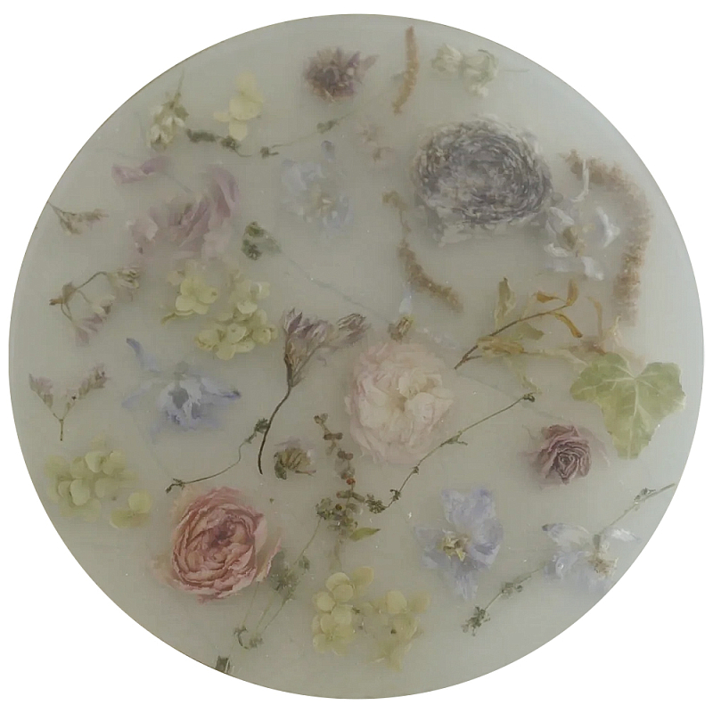 Круглый поднос из эпоксидной смолы с цветами белый Epoxy Resin Flowers Tray White Белый Мульти Круглый поднос из эпоксидной смолы с цветами белый Epoxy Resin Flowers Tray White Белый Мульти в Костроме | Loft Concept