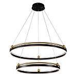 Люстра подвесная с двумя кольцами черного и золотого цвета Ring Horizontal варинант исполнения - 1 | Loft Concept в Костроме