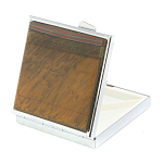 Таблетница карманная квадратная с 4-мя отделениями с зеркалом и накладкой из натурального камня Тигровый глаз Silver Stone Pillboxes варинант исполнения - 2 | Loft Concept в Костроме