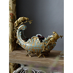 Чаша голубого цвета с оранментом и и бронзовыми фигурами леопардов Eden Garden варинант исполнения - 6 | Loft Concept в Костроме