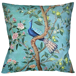 Подушка декоративная с изображением птицы в саду Chinoiserie Bird in the Garden Cushion варинант исполнения - 1 | Loft Concept в Костроме