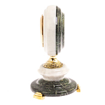 Часы настольные бронзовые из натуральных камней Мрамор и Змеевик Stone Clock варинант исполнения - 9 | Loft Concept в Костроме