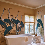 Обои ручная роспись Sarus Cranes Colourway SC-208 on Raw Silk dyed silk варинант исполнения - 1 | Loft Concept в Костроме