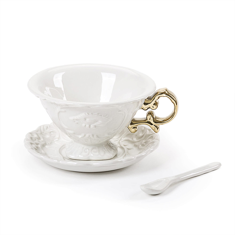 Чайная пара Seletti I-Tea Gold Белый Золотой Чайная пара Seletti I-Tea Gold Белый Золотой в Костроме | Loft Concept