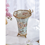 Ваза голубого цвета из фарфора с цветочным рисунком и бронзовой стрекозой Blue Garden варинант исполнения - 7 | Loft Concept в Костроме