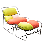 Дизайнерское разноцветное кресло на металлическом каркасе с подставкой для ног Poltronova Plasma Armchair варинант исполнения - 2 | Loft Concept в Костроме