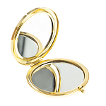 Зеркало карманное круглое двухстороннее из натурального камня Содалит в подарочной упаковке Gold Stone Mirrors варинант исполнения - 2 | Loft Concept в Костроме