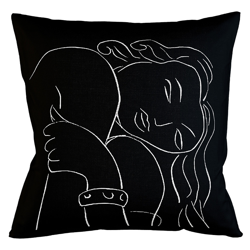 Декоративная подушка White Silhouette Pasiphae Pillow Бежевый Черный Декоративная подушка White Silhouette Pasiphae Pillow Бежевый Черный в Костроме | Loft Concept