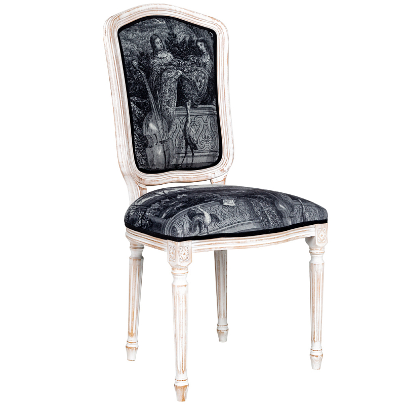 Стул Monceau Palace Stool Черно-белый Белый винтажная патина Стул Monceau Palace Stool Черно-белый Белый винтажная патина в Костроме | Loft Concept