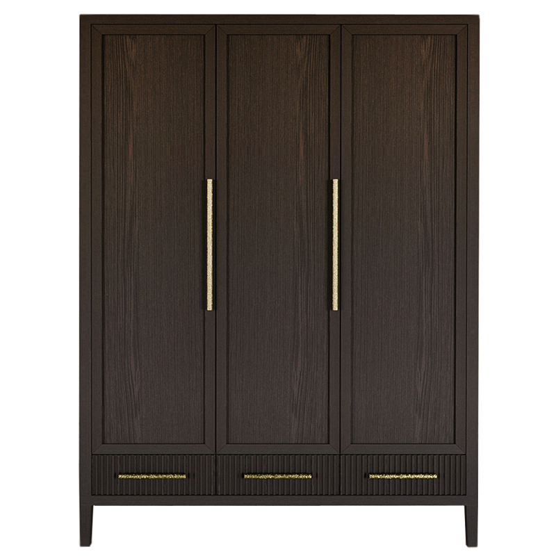 Большой Шкаф Primo Темный орех с 3 дверьми и 3 выдвижными ящиками Темный дуб Золотой в Костроме | Loft Concept 